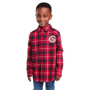 Disney Mickey Mouse Walt's Holiday Lodge Plaid Flannel Button Down Shirt 5/6